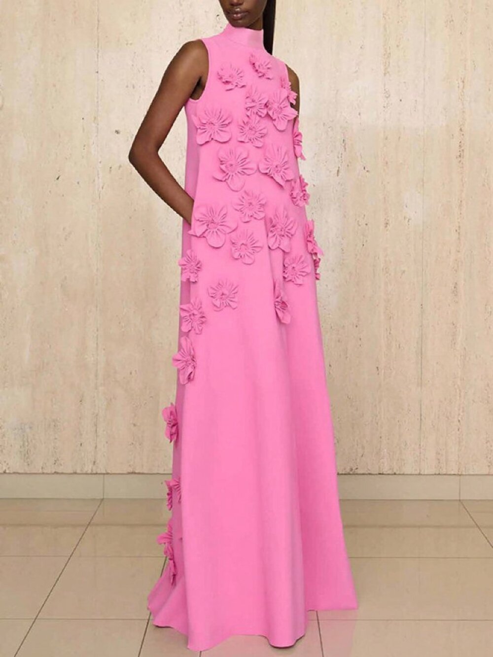 Pink Elegant Women's Sleeveless Floral Maxi Dress - Picture 1 of 2